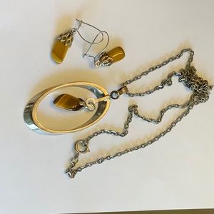 Vintage Tiger Eye Pendant and Earings
